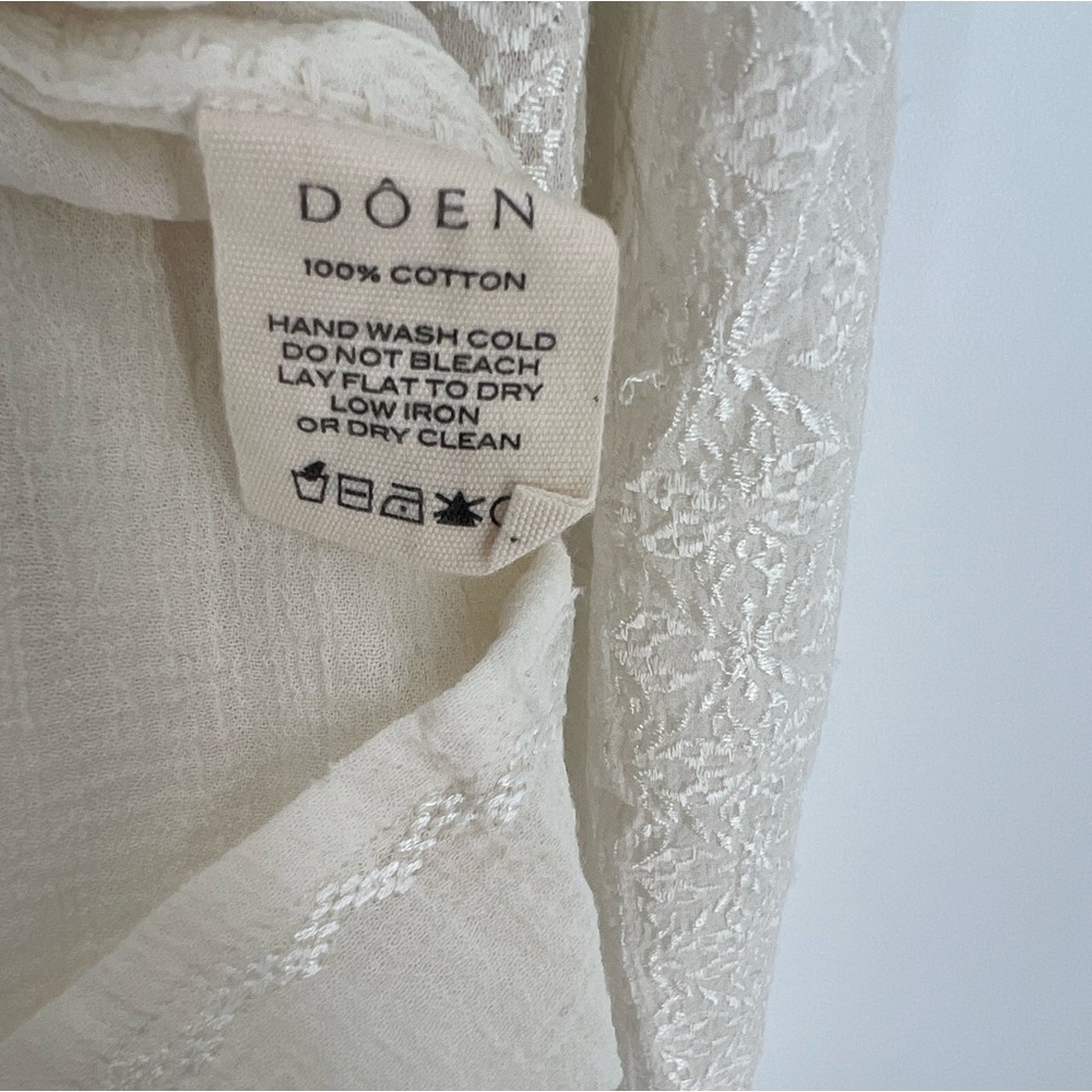 Doen Valadon Embroidered Flowy Tassel Top In Salt - Picture 6 of 7
